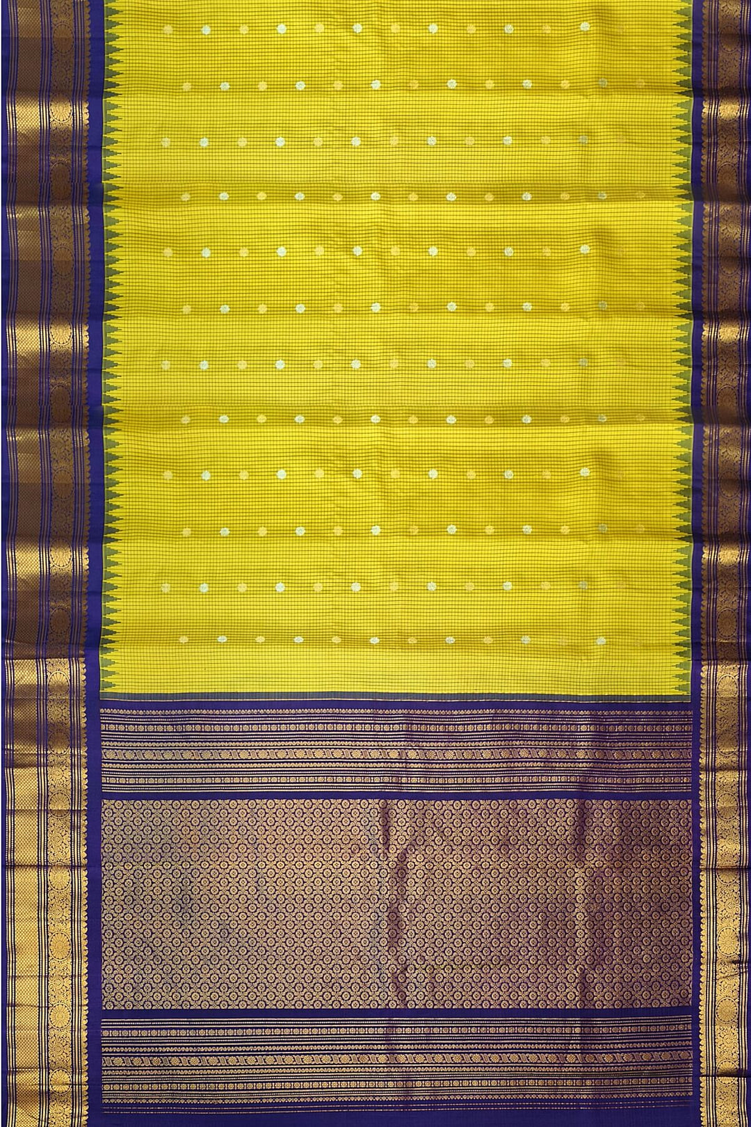 Gadwal pure silk saree in lemon green
