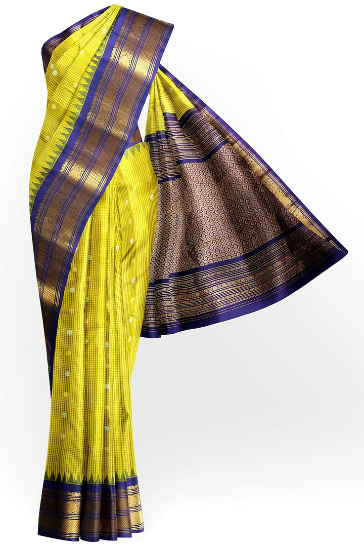 Gadwal pure silk saree in lemon green
