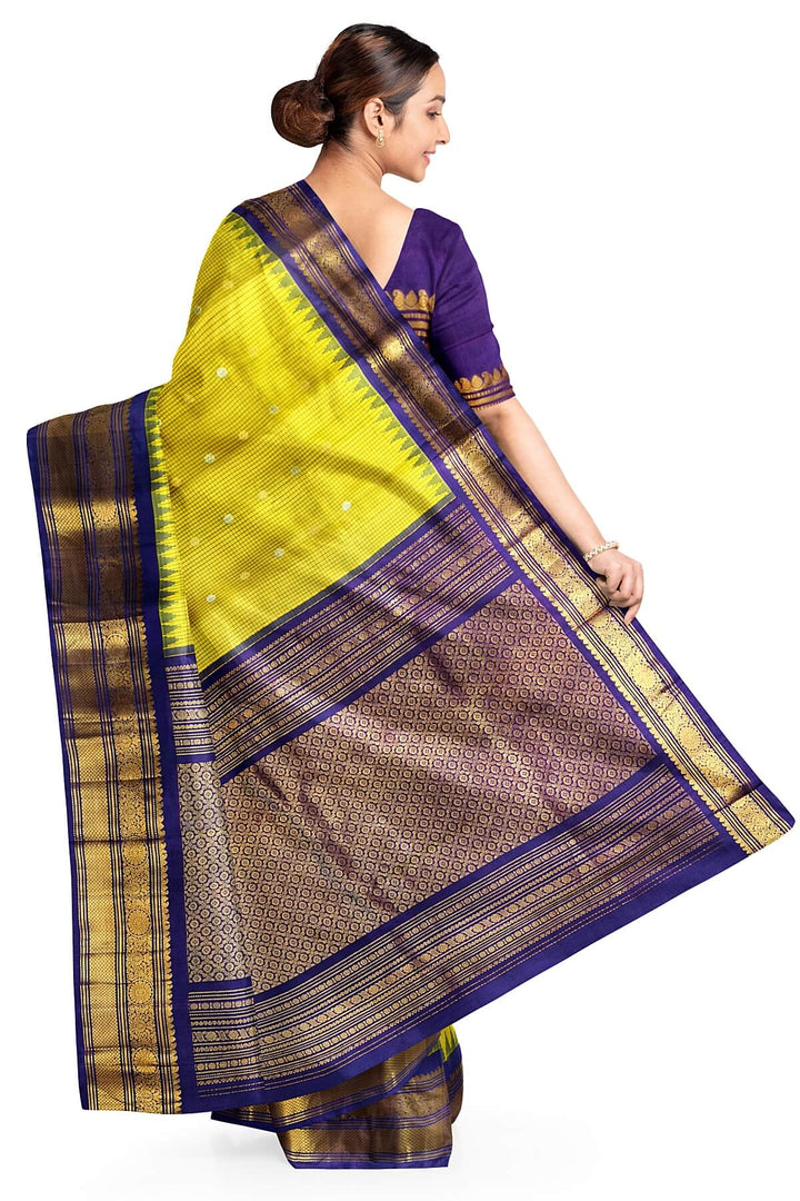 Gadwal pure silk saree in lemon green