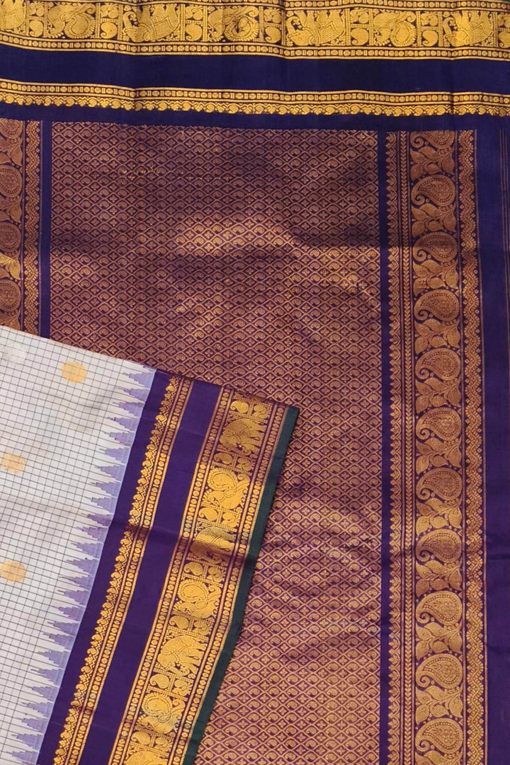 Gadwal pure silk saree in off white