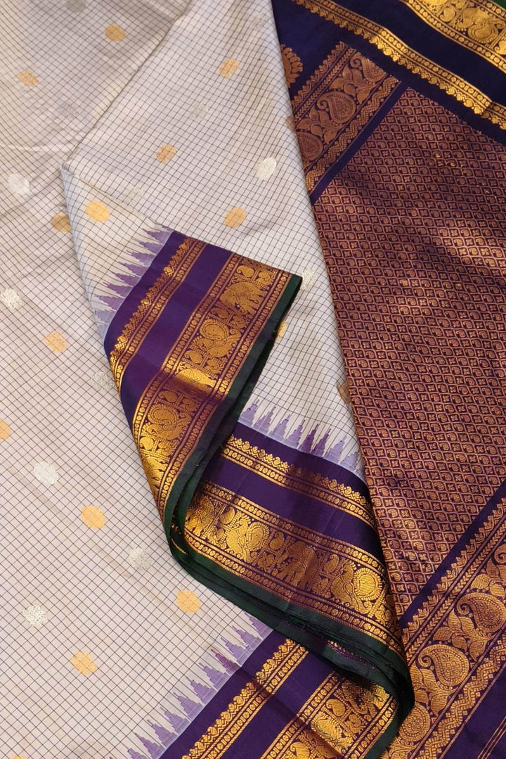 Gadwal pure silk saree in off white