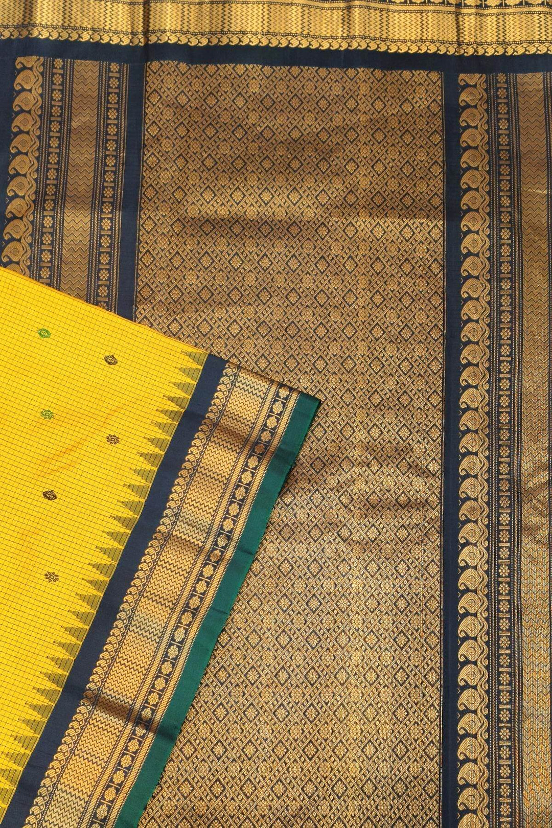 Gadwal pure silk saree in  yellow