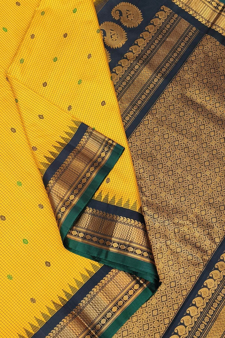 Gadwal pure silk saree in  yellow