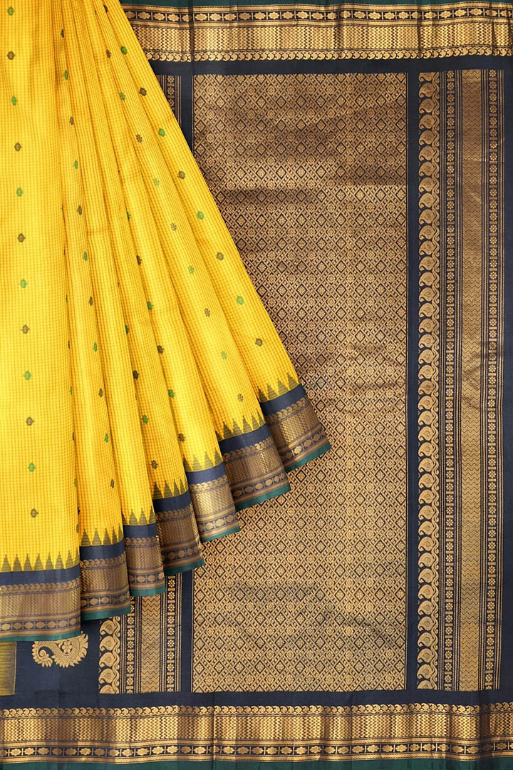 Gadwal pure silk saree in  yellow