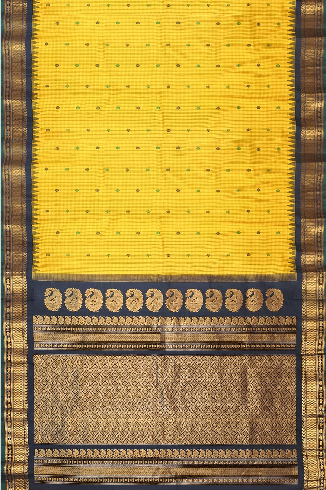 Gadwal pure silk saree in  yellow