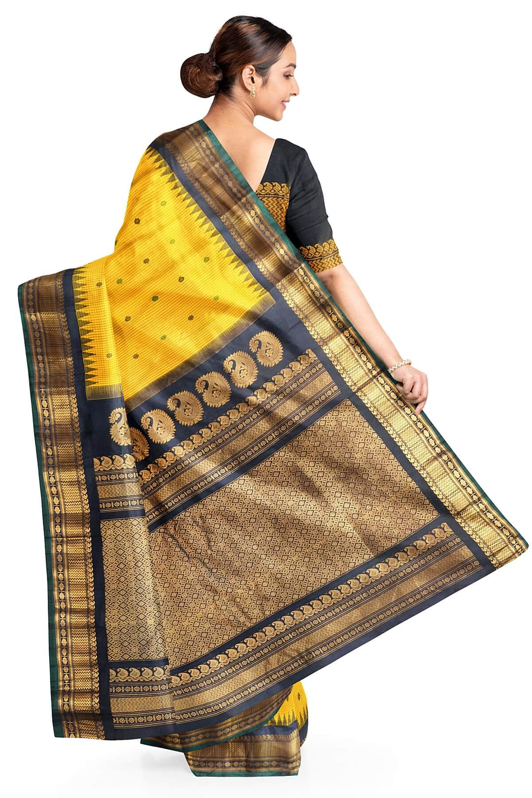 Gadwal pure silk saree in  yellow