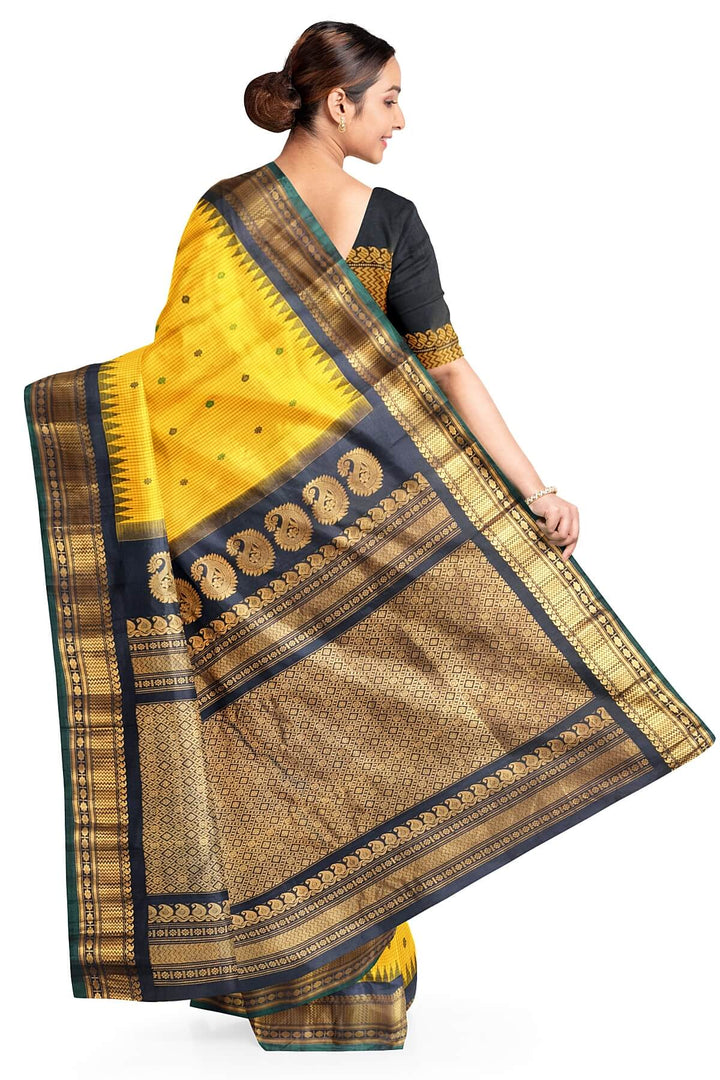 Gadwal pure silk saree in  yellow