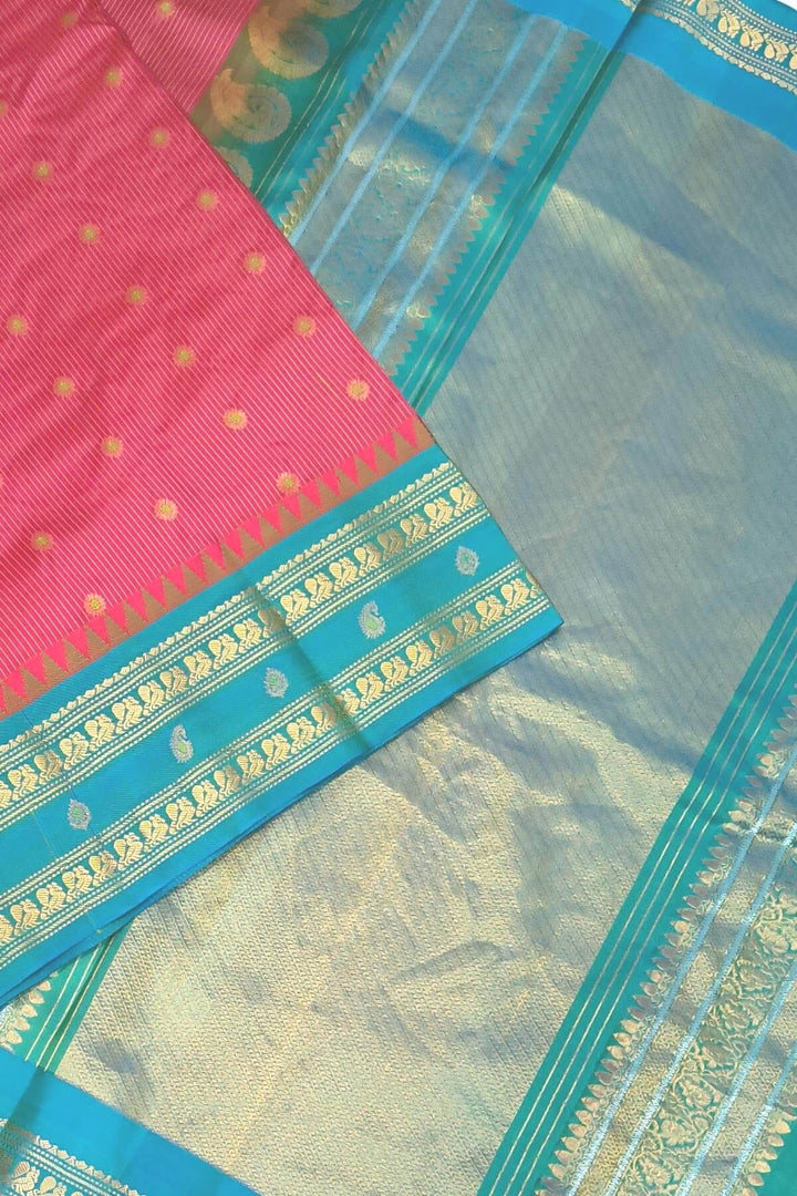 Gadwal pure silk saree in magenta  with meena buttis