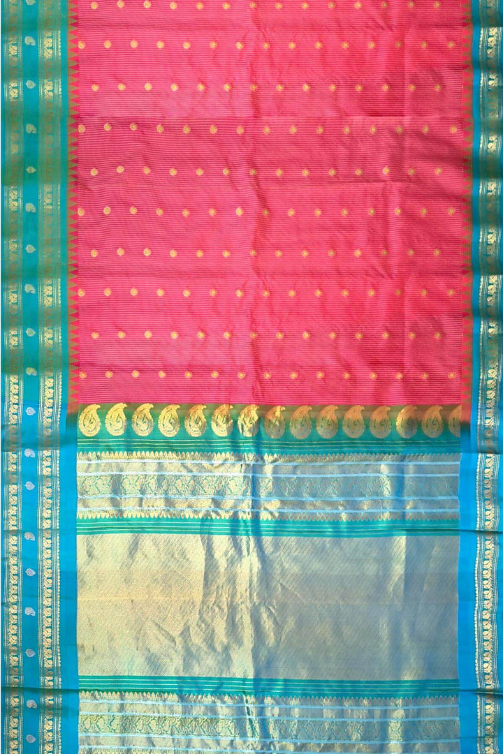 Gadwal pure silk saree in magenta  with meena buttis