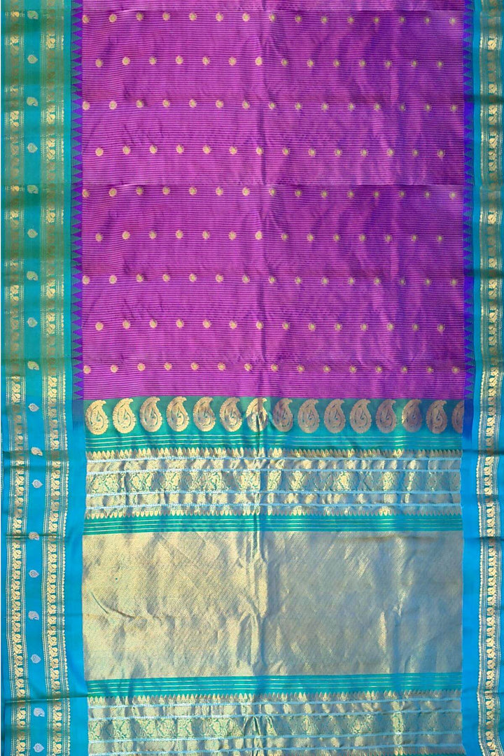 Gadwal pure silk saree in purple with meena buttis