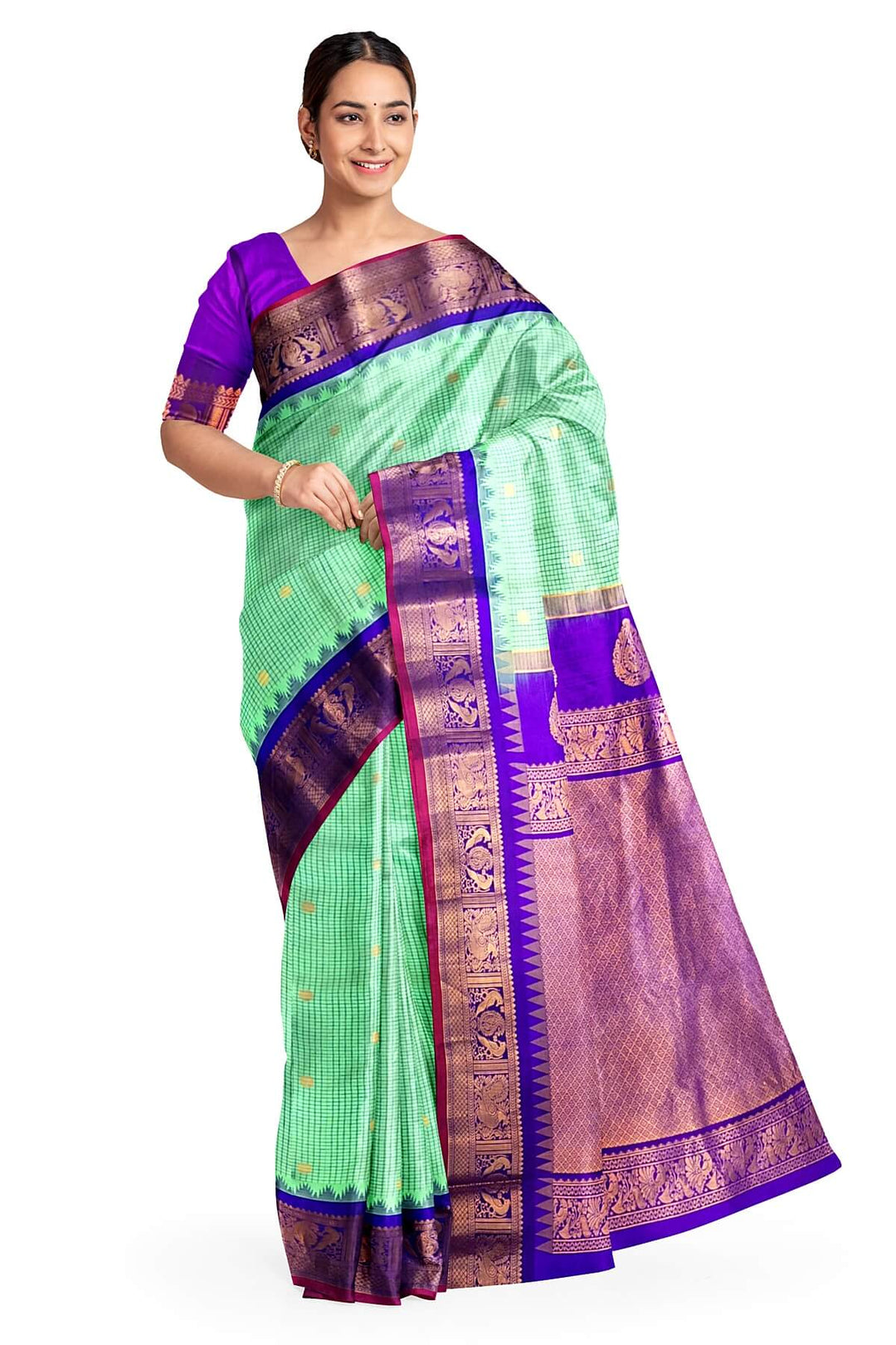 Gadwal pure silk saree in rexona green
