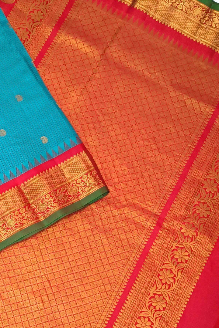 Gadwal pure silk saree in ananda blue