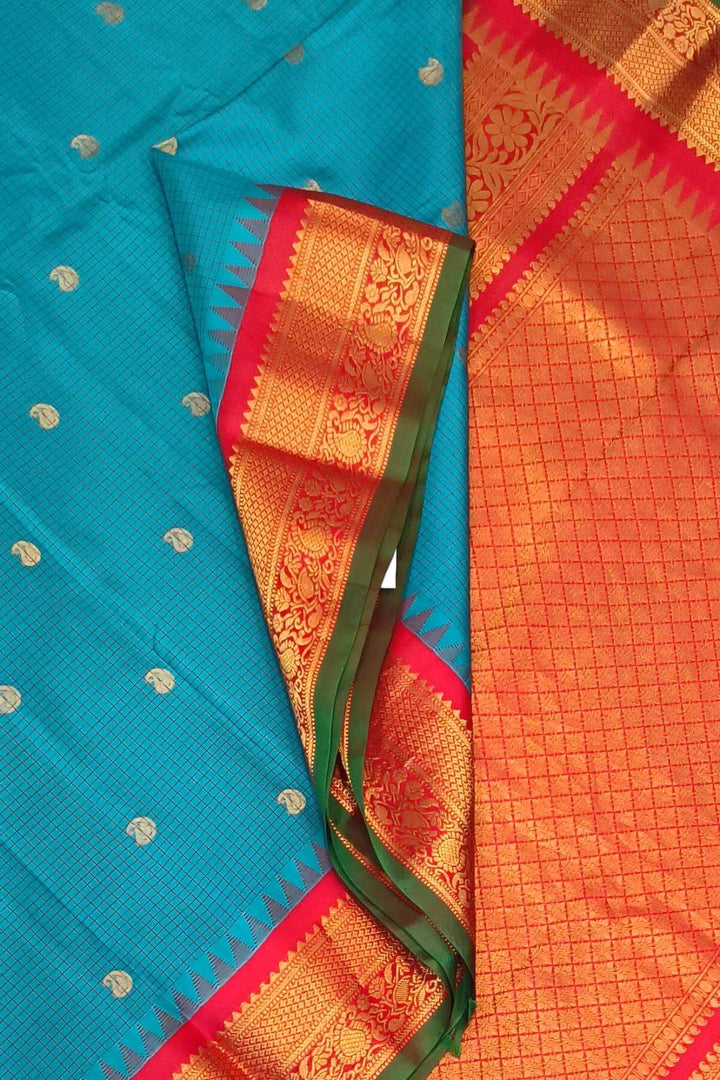 Gadwal pure silk saree in ananda blue