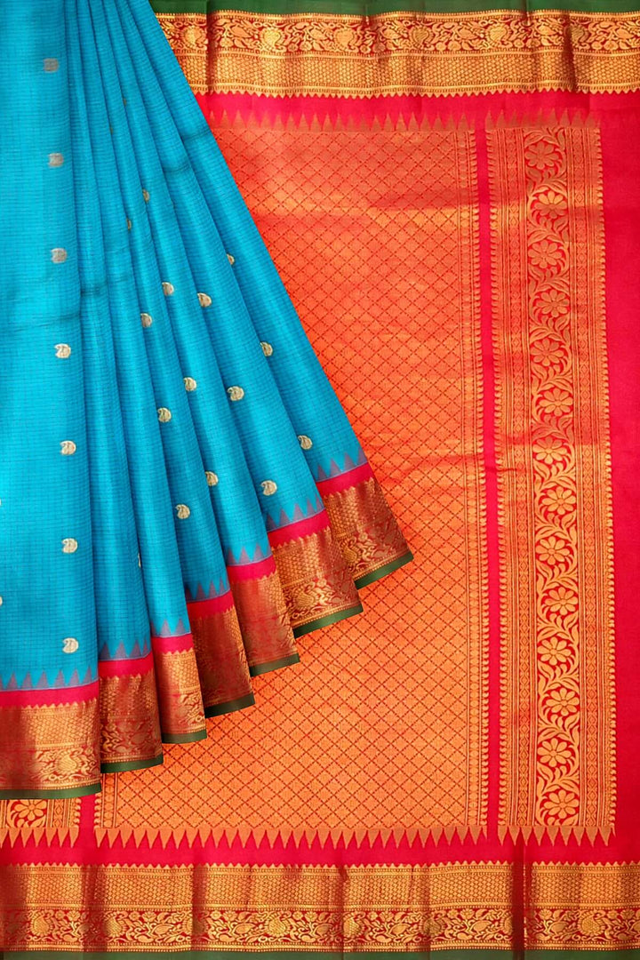 Gadwal pure silk saree in ananda blue