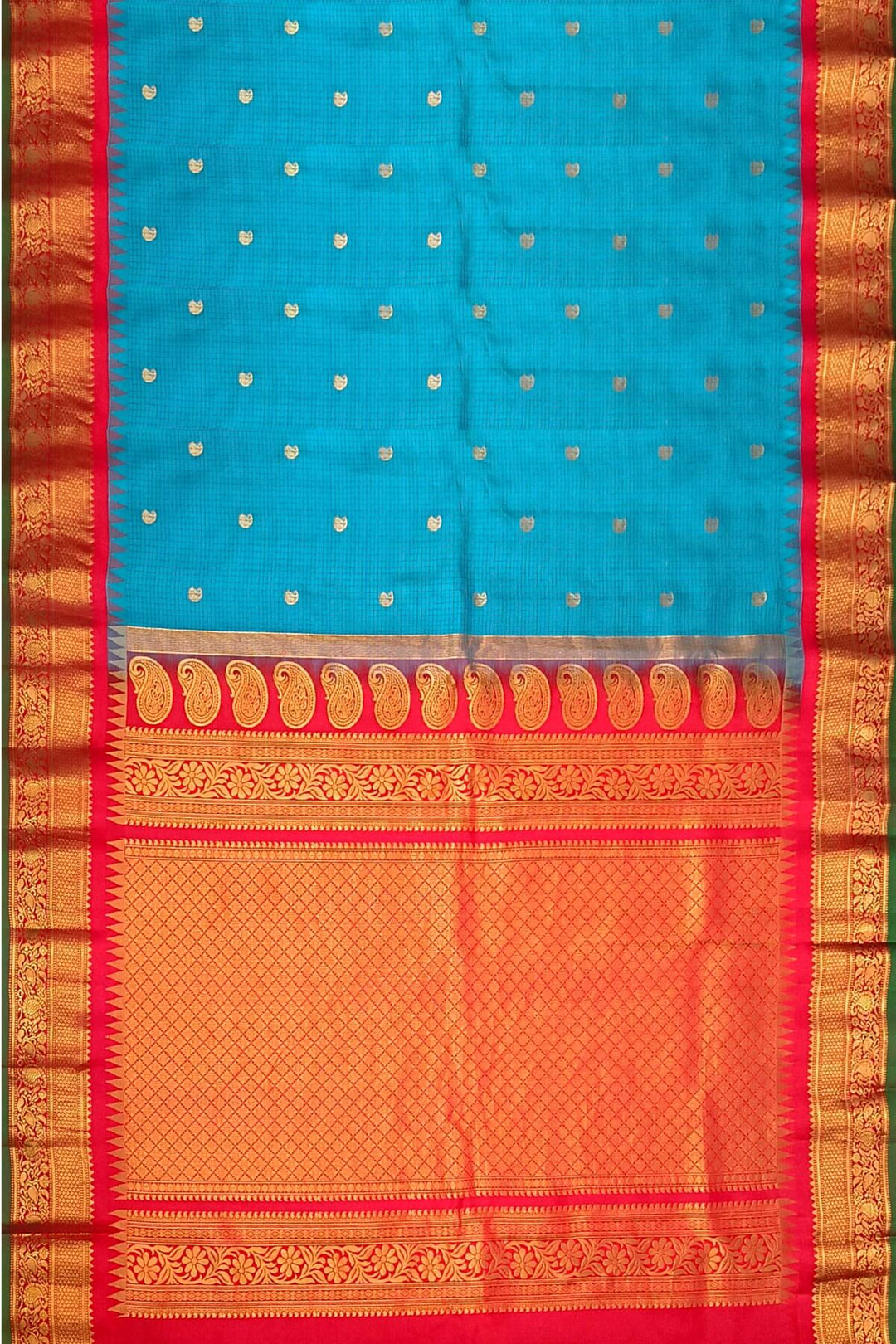 Gadwal pure silk saree in ananda blue