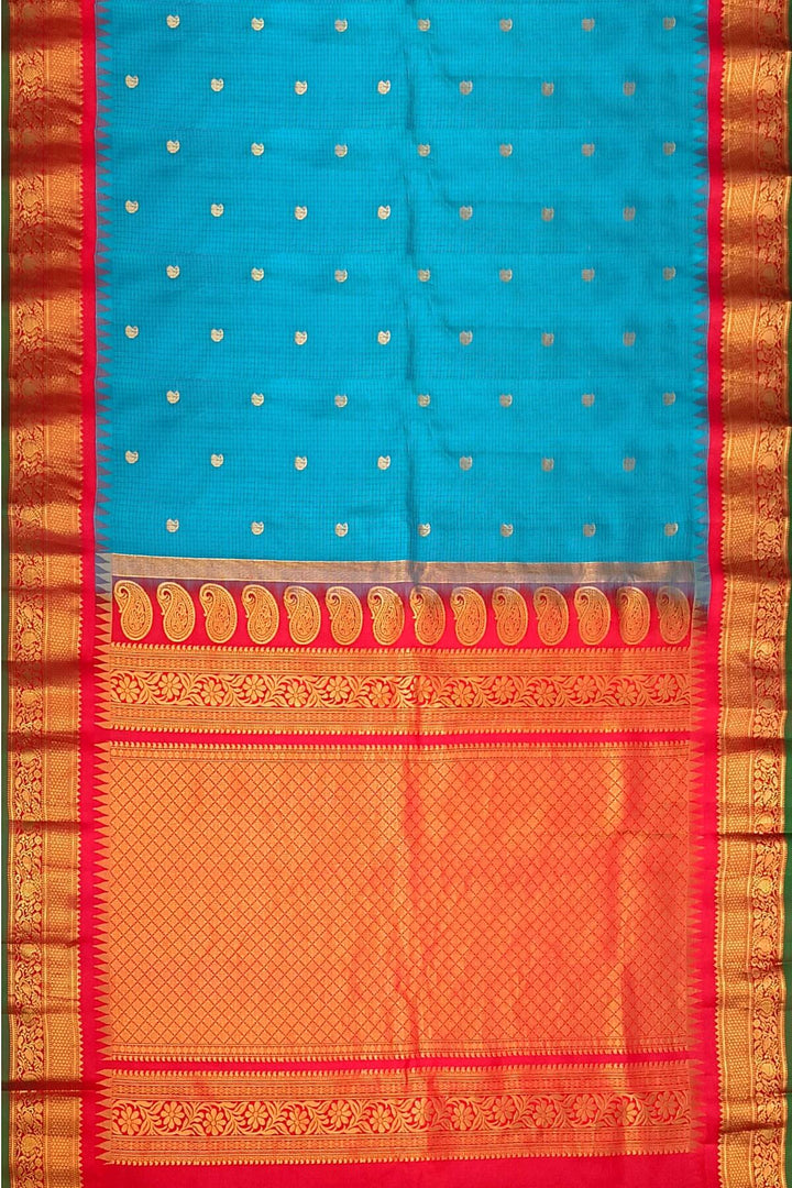 Gadwal pure silk saree in ananda blue