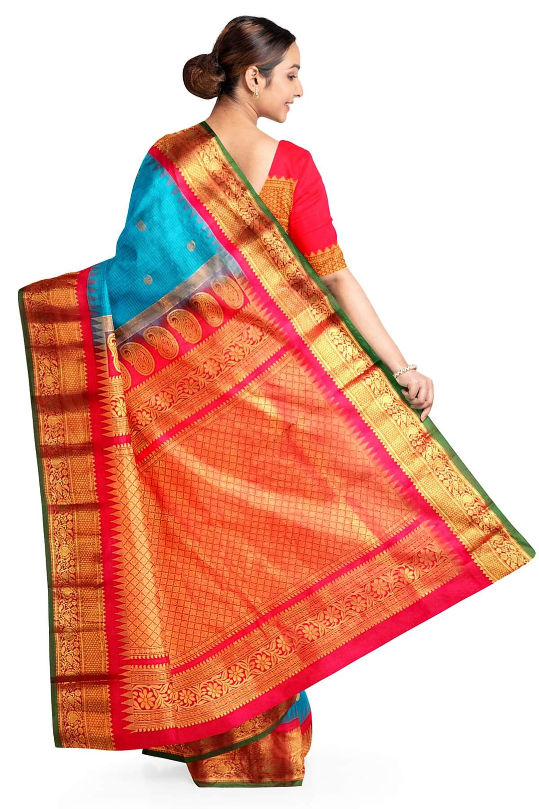 Gadwal pure silk saree in ananda blue