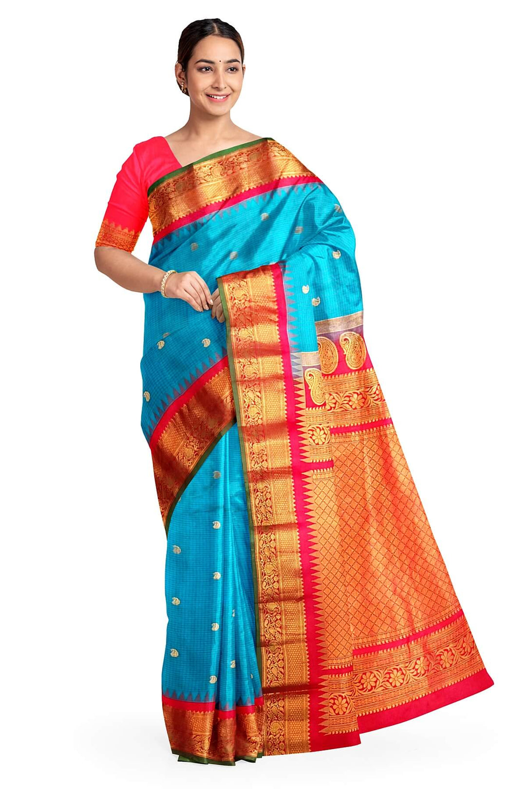 Gadwal pure silk saree in ananda blue
