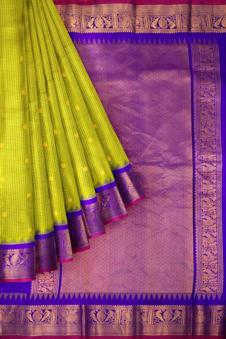 Gadwal pure silk saree in radium green