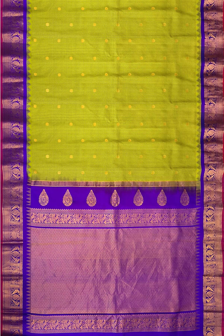 Gadwal pure silk saree in radium green