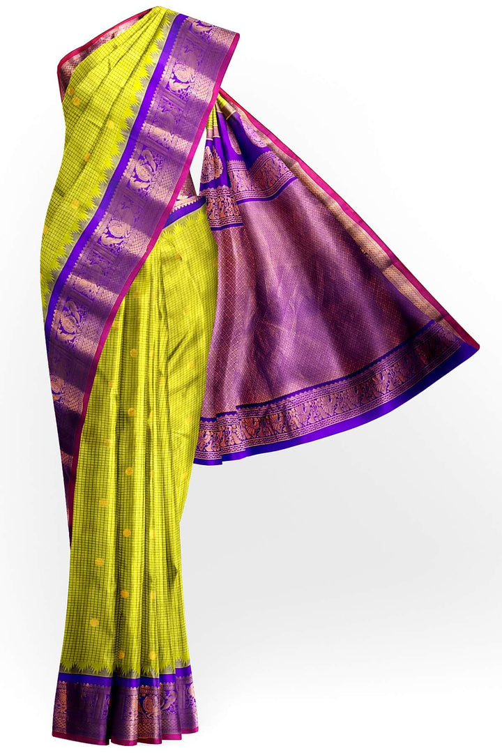 Gadwal pure silk saree in radium green