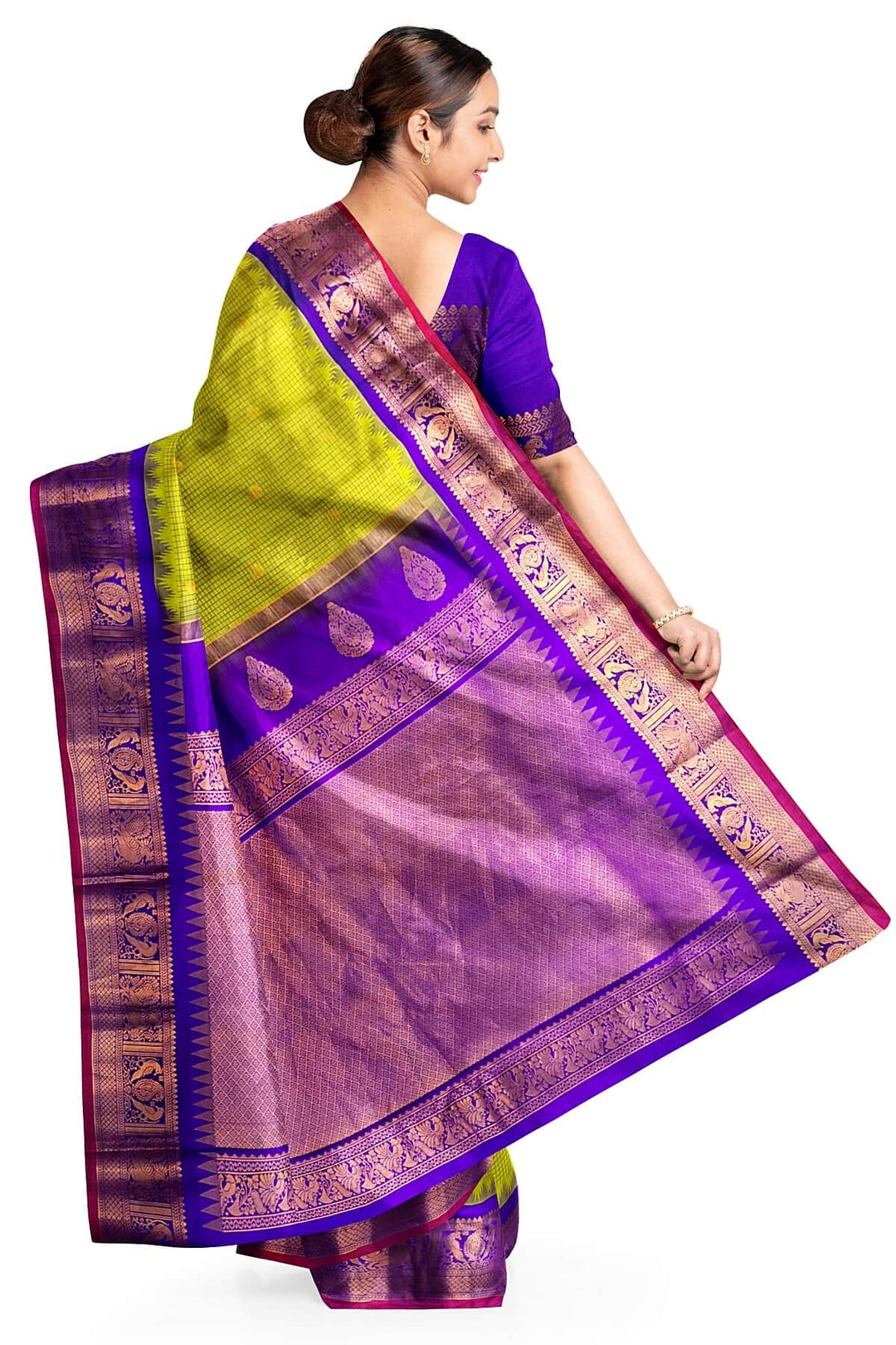 Gadwal pure silk saree in radium green