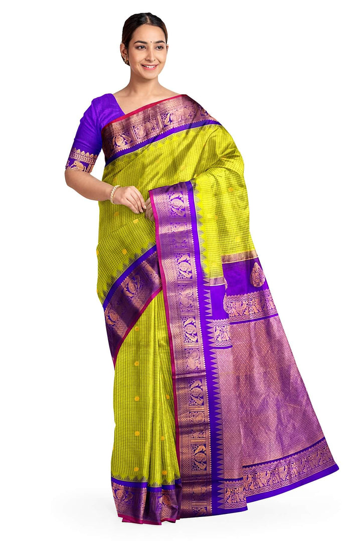 Gadwal pure silk saree in radium green