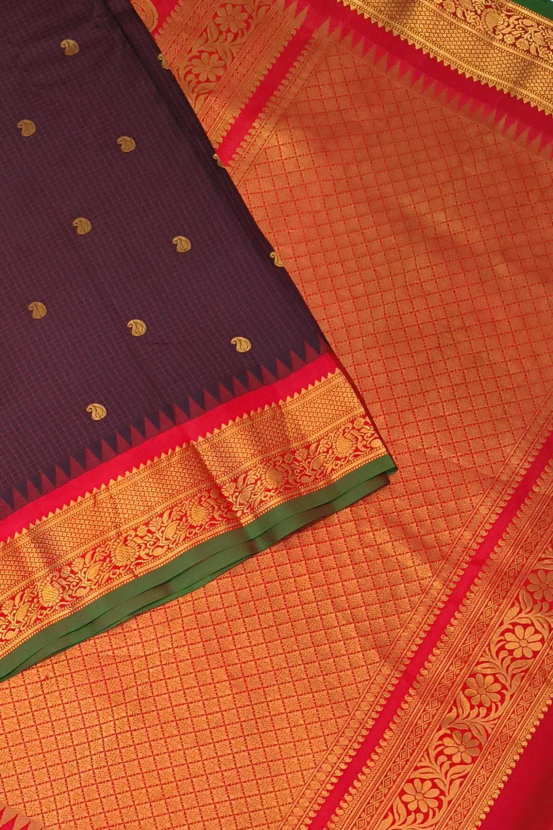 Gadwal pure silk saree in brown