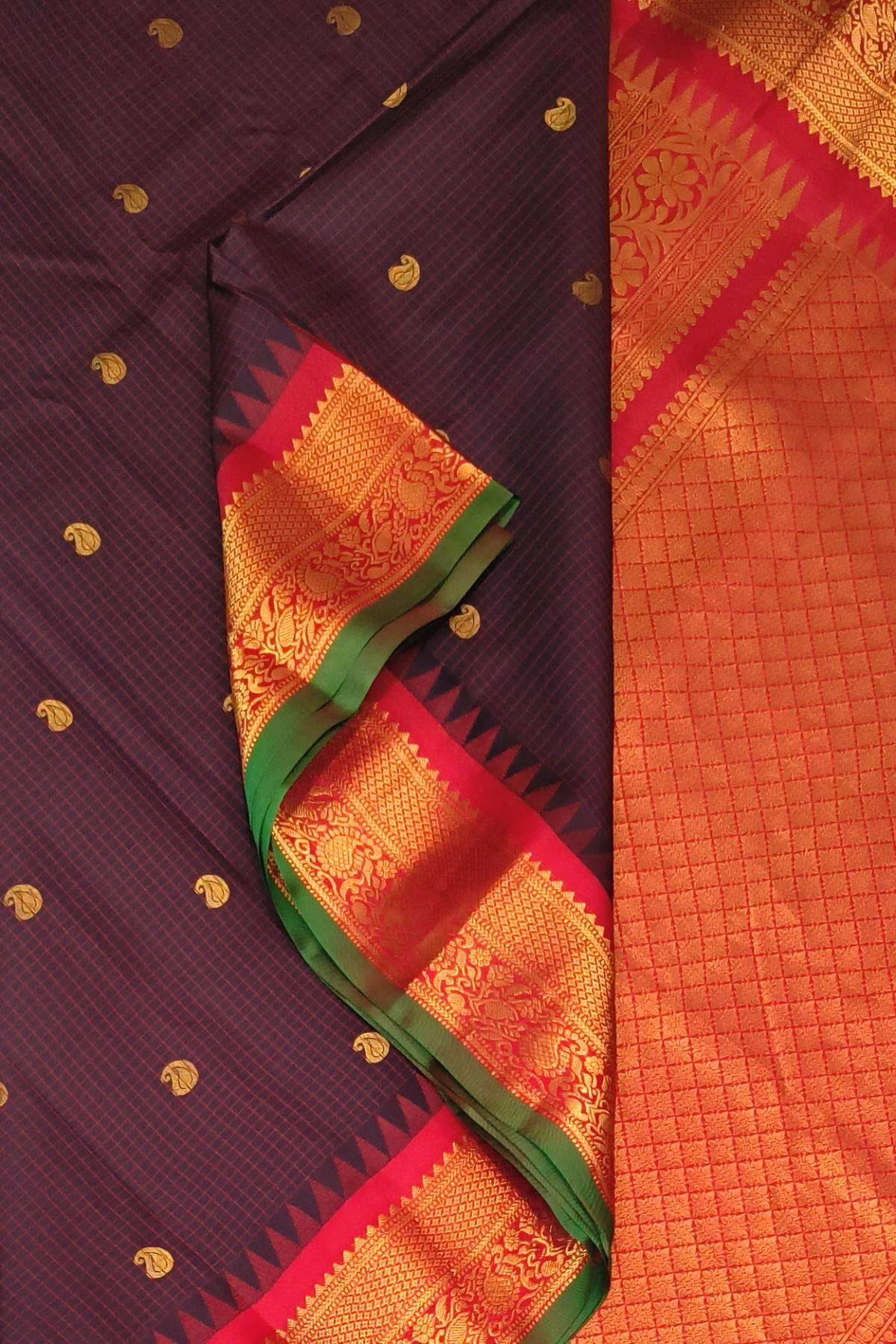 Gadwal pure silk saree in brown