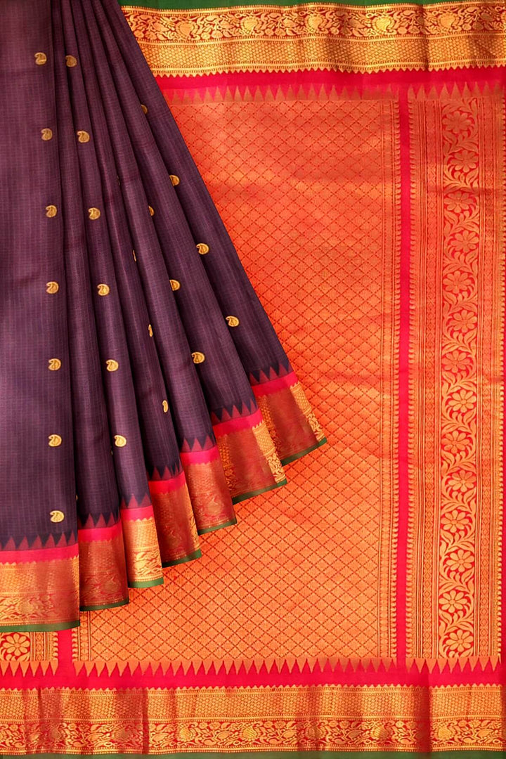 Gadwal pure silk saree in brown