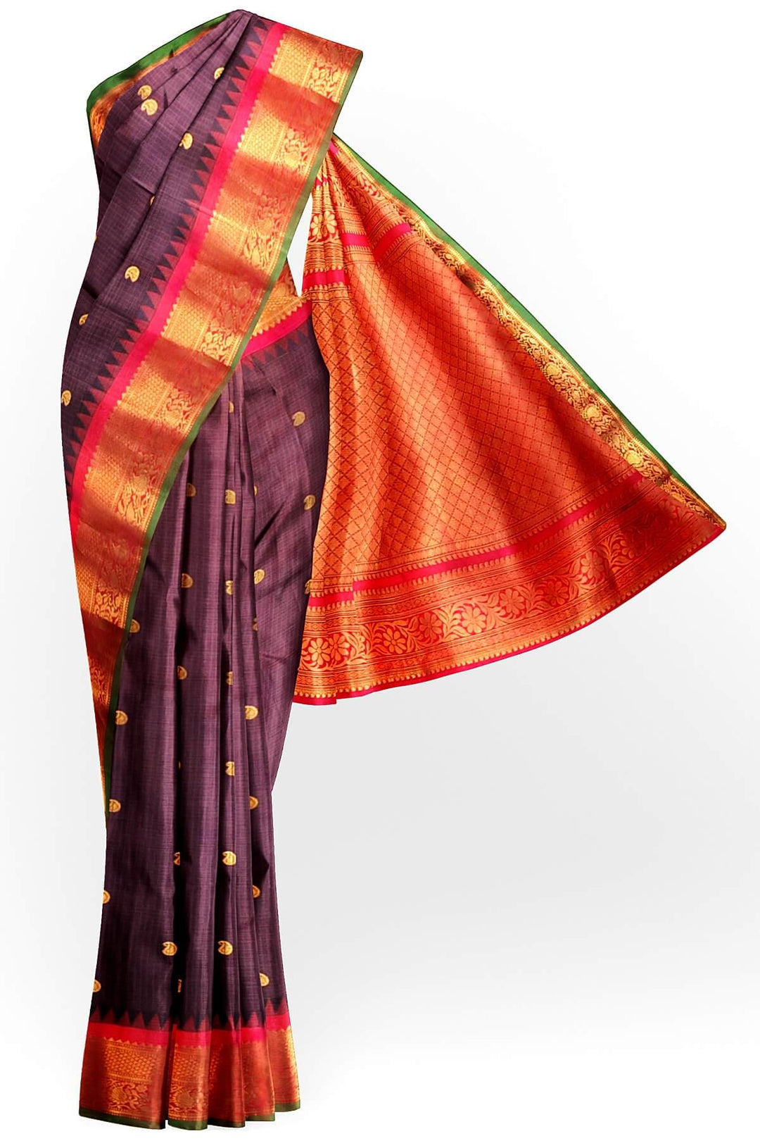 Gadwal pure silk saree in brown
