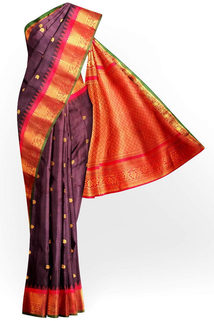 Gadwal pure silk saree in brown