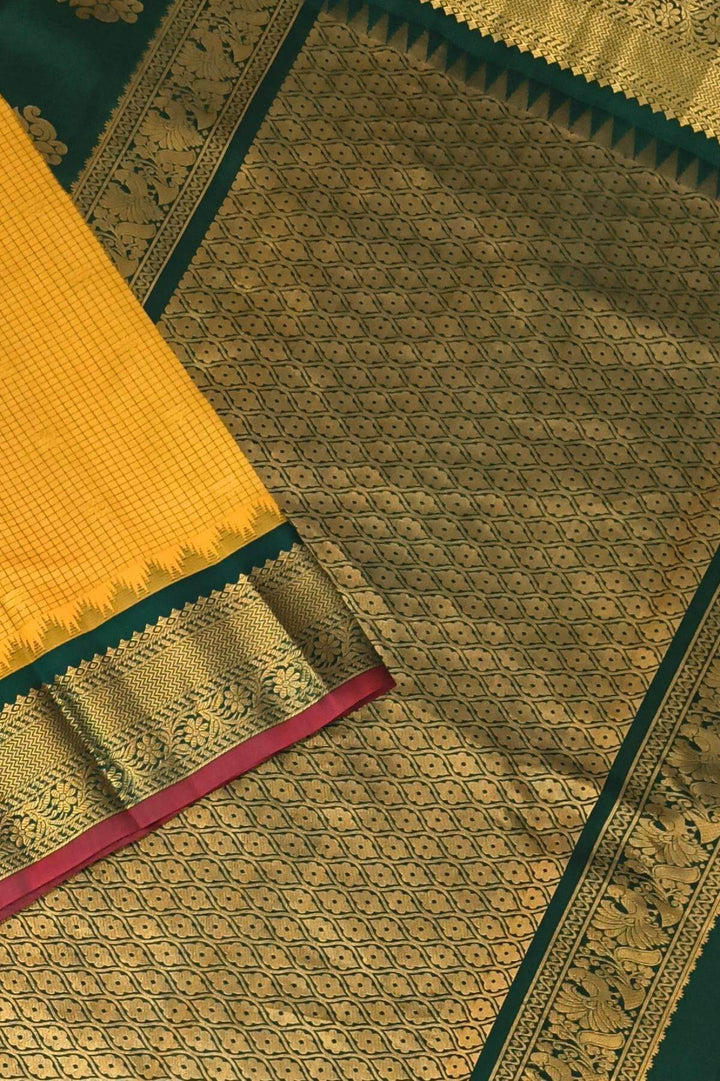 Gadwal pure silk saree in mustard