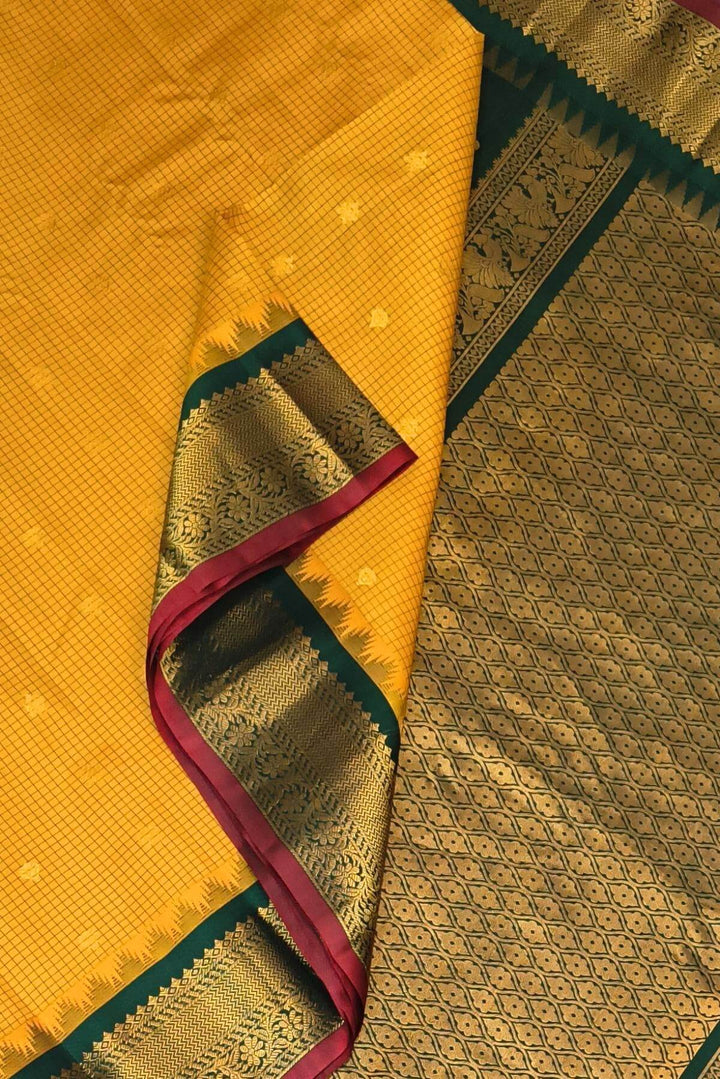 Gadwal pure silk saree in mustard
