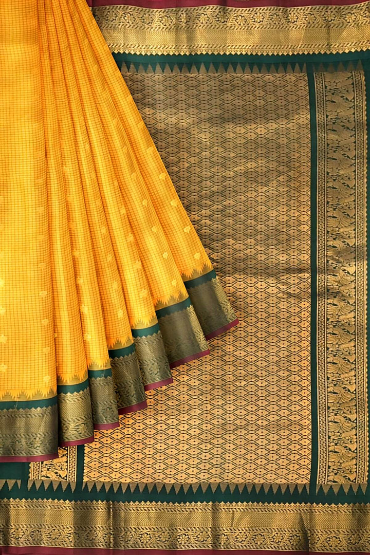 Gadwal pure silk saree in mustard