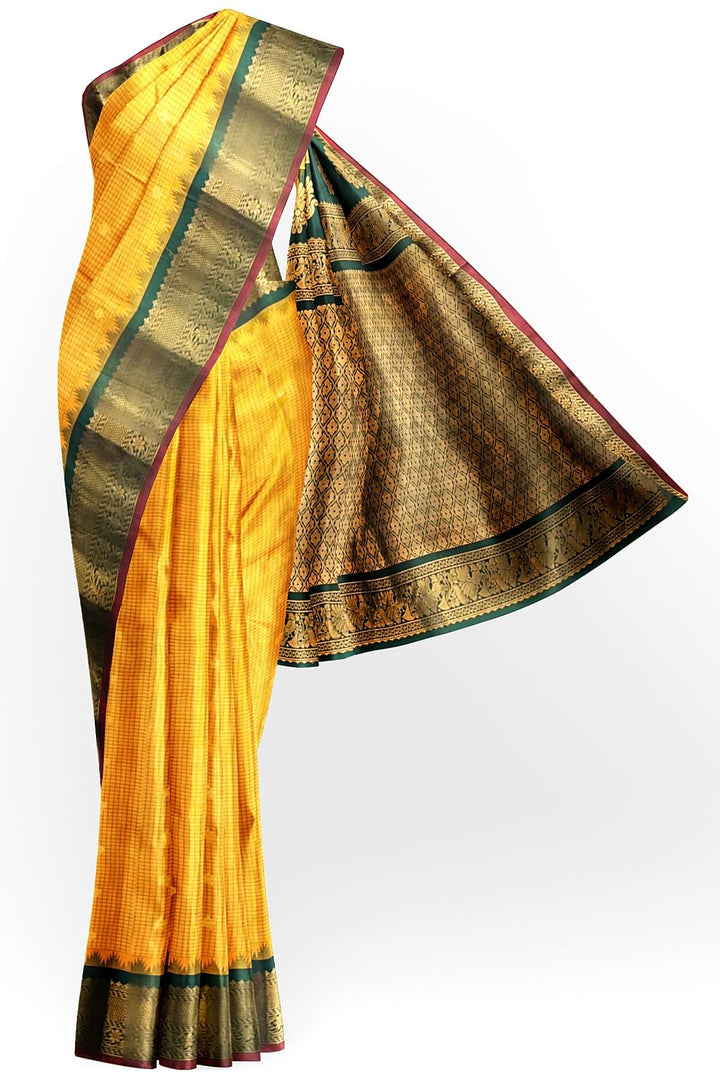 Gadwal pure silk saree in mustard