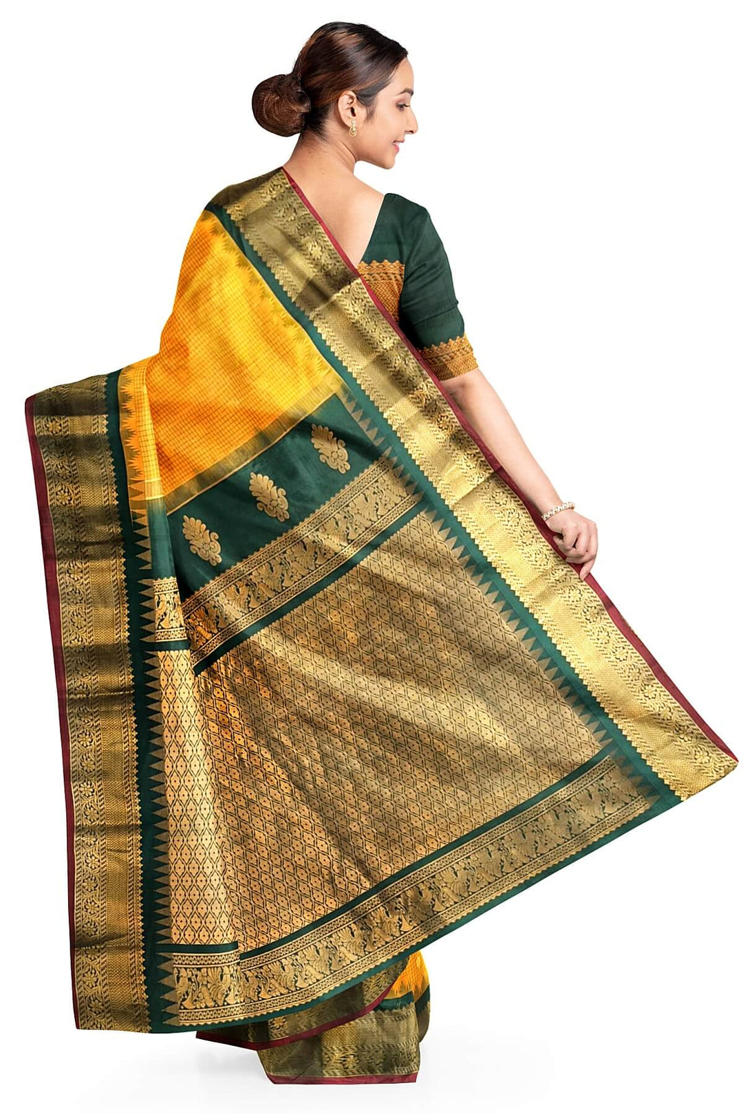 Gadwal pure silk saree in mustard