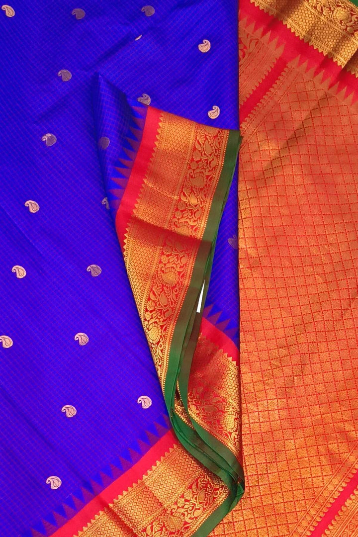 Gadwal pure silk saree in royal blue