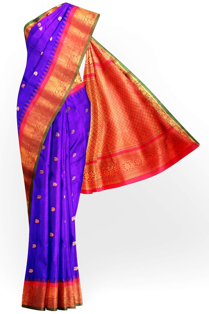 Gadwal pure silk saree in royal blue