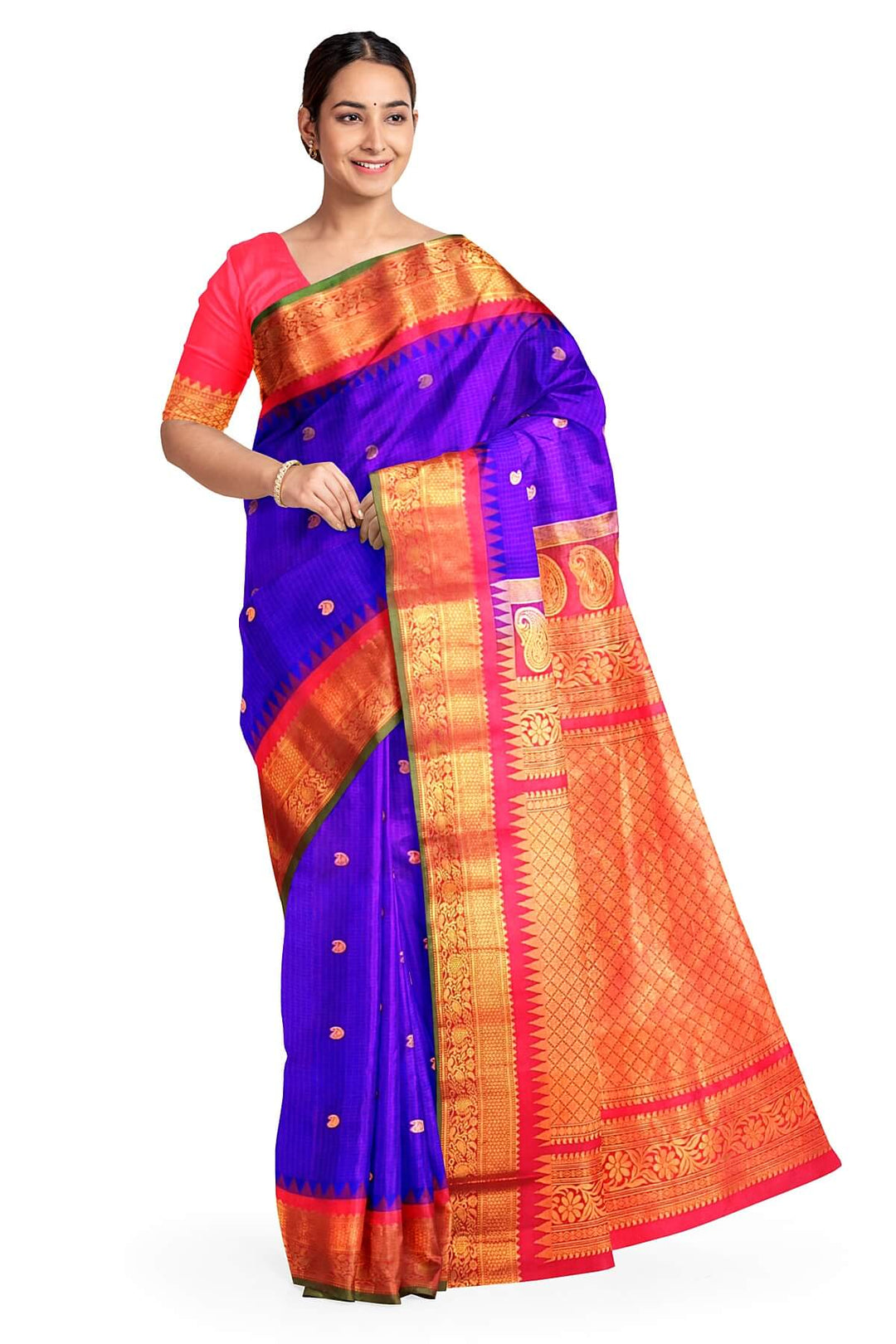 Gadwal pure silk saree in royal blue