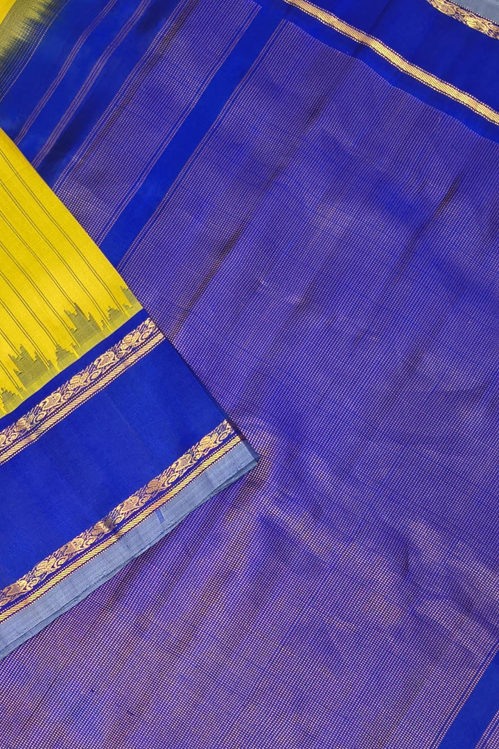 Gadwal pure silk saree in yellow in stripes