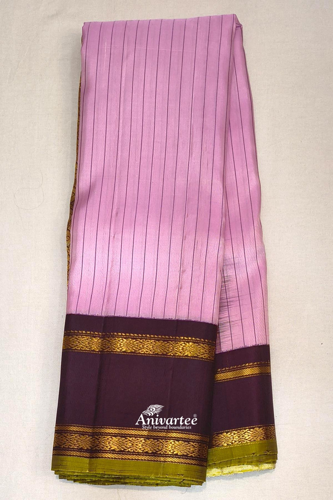 Gadwal pure silk saree in pink in stripes