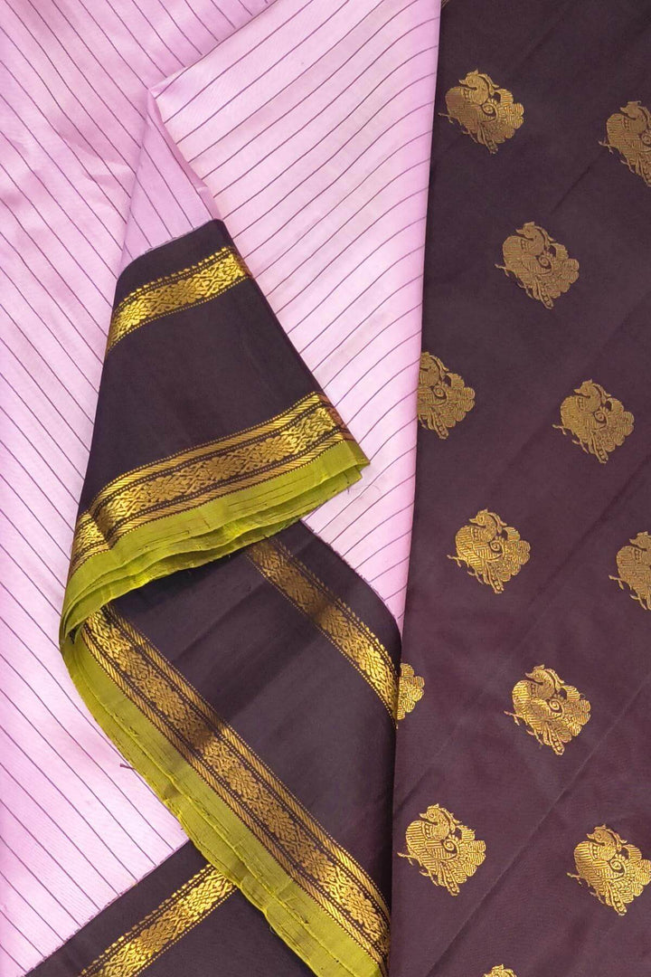Gadwal pure silk saree in pink in stripes