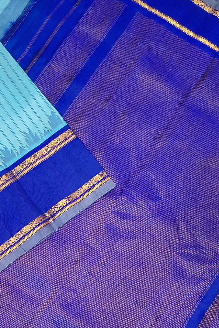 Gadwal pure silk saree in blue in stripes