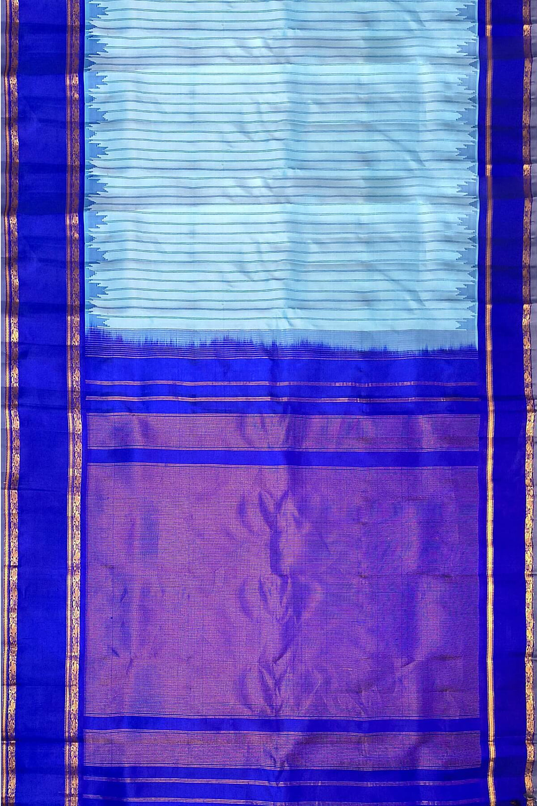 Gadwal pure silk saree in blue in stripes