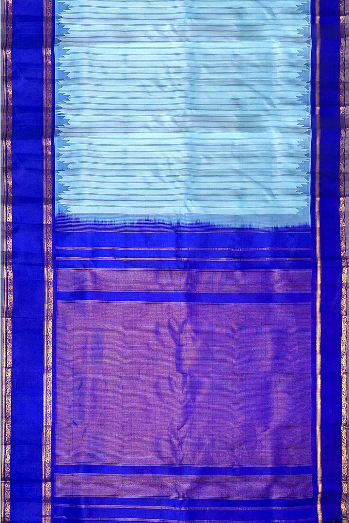 Gadwal pure silk saree in blue in stripes