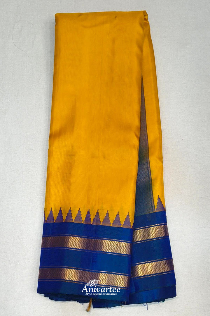 Gadwal pure silk saree in mustard