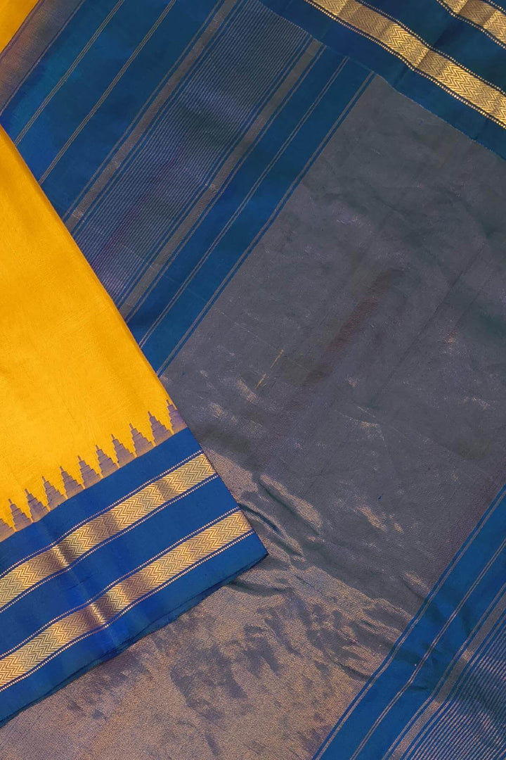 Gadwal pure silk saree in mustard