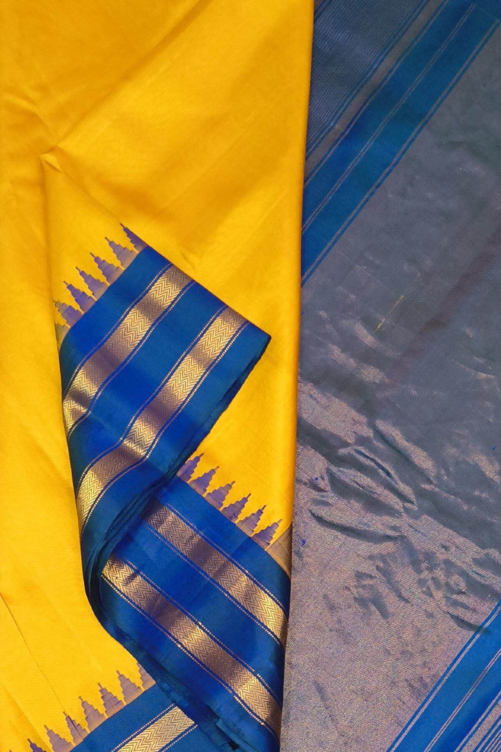 Gadwal pure silk saree in mustard