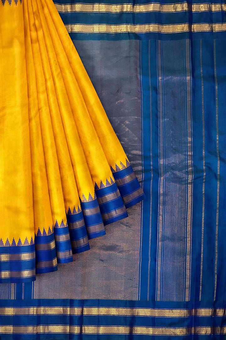 Gadwal pure silk saree in mustard